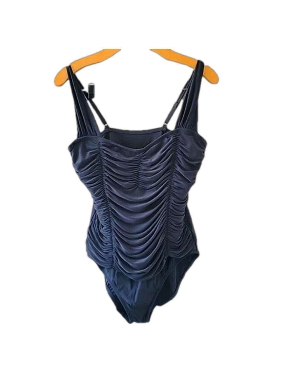Great coverage grey one piece bathing suit 14 - Picture 2 of 8